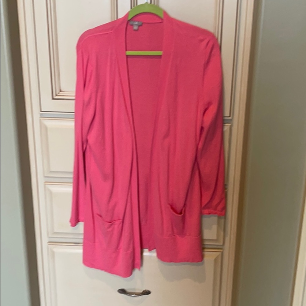 Pink cardigan sweater